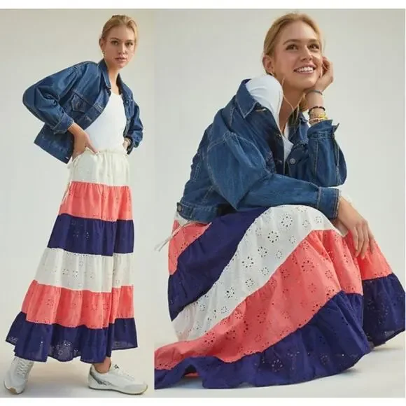 Hutch Anthropologie Eyelet Maxi Skirt NWT - Picture 1 of 6